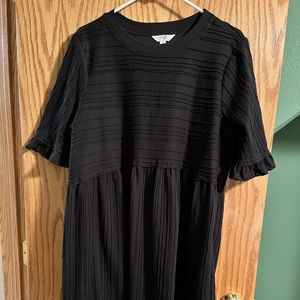 NWT Terra Sky 0X Casual Dress with Reserve Stitching Stripes and Sleeve Ruffle